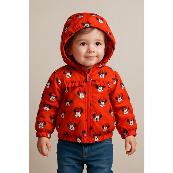 Disney Baby Minnie Mouse Red Hooded Jacket Toddler 18–24M - Picture 1 of 5